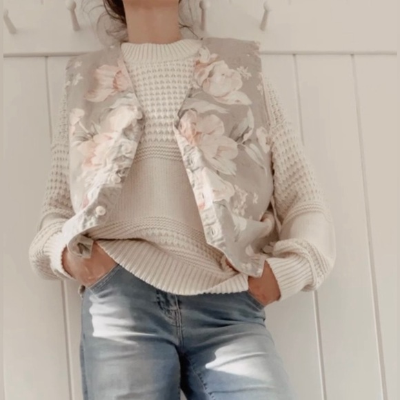 Orvis Vintage Floral Button Vest Canvas Cottagecore Layering Fall Women Medium - Picture 7 of 14